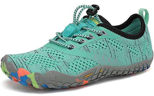 SAGUARO Barfussschuhe Jungen Mädchen Minimalistische Traillaufschuhe Kinder Leicht Weich Fitnessschuhe Gymnastikschuhe Sommer Outdoor Wanderschuhe Sportschuhe, Grün 31 EU von SAGUARO