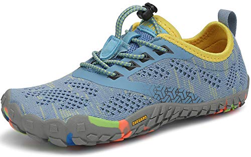 SAGUARO Barfussschuhe Jungen Mädchen Minimalistische Traillaufschuhe Kinder Leicht Weich Fitnessschuhe Gymnastikschuhe Sommer Outdoor Wanderschuhe Sportschuhe, Himmelblau 30 EU von SAGUARO