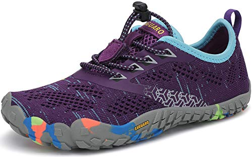 SAGUARO Barfussschuhe Jungen Mädchen Minimalistische Traillaufschuhe Kinder Leicht Weich Fitnessschuhe Gymnastikschuhe Sommer Outdoor Wanderschuhe Sportschuhe, Lila 26 EU von SAGUARO