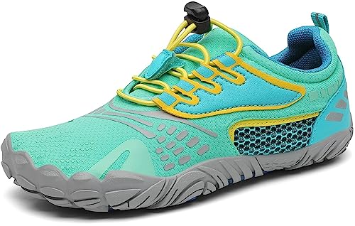 SAGUARO Barfussschuhe Jungen Mädchen Minimalistische Traillaufschuhe Kinder Leicht Weich Fitnessschuhe Gymnastikschuhe Sommer Outdoor Wanderschuhe Sportschuhe, Minzgrün 25 EU von SAGUARO