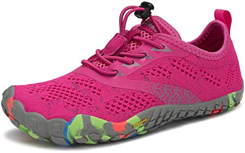 SAGUARO Barfussschuhe Jungen Mädchen Minimalistische Traillaufschuhe Kinder Leicht Weich Fitnessschuhe Gymnastikschuhe Sommer Outdoor Wanderschuhe Sportschuhe, Rosa 31 EU von SAGUARO