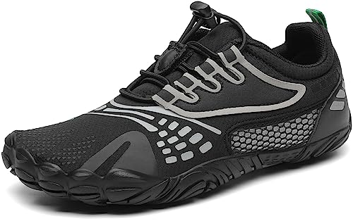 SAGUARO Barfussschuhe Jungen Mädchen Minimalistische Traillaufschuhe Kinder Leicht Weich Fitnessschuhe Gymnastikschuhe Sommer Outdoor Wanderschuhe Sportschuhe, Tinte Schwarz 29 EU von SAGUARO