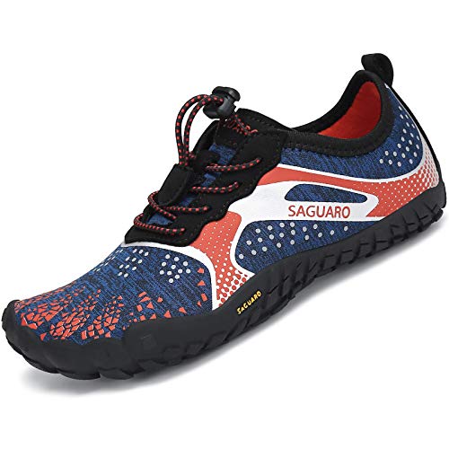 SAGUARO Traillaufschuhe Jungen Mädchen Minimalistische Fitnessschuhe Sommer Outdoor Wanderschuhe Sportschuhe Dunkelblau Gr.27 von SAGUARO
