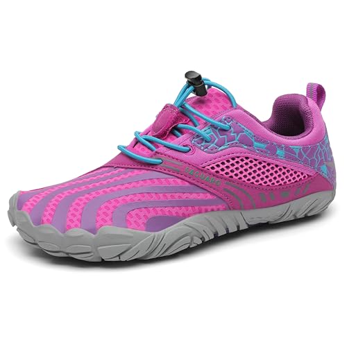 SAGUARO Barfußschuhe Barfussschuhe Kinder Outdoor Sport Barfuß Schuhe Jungen Mädchen Zehenschuhe Traillaufschuhe Fitnessschuhe rutschfest Badeschuhe Wasserschuhe Pink,Gr.34 von SAGUARO