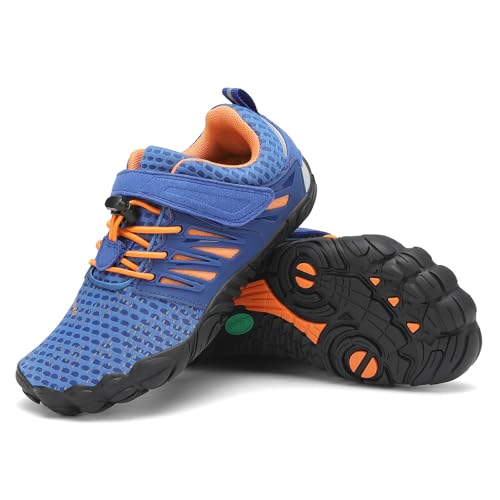 SAGUARO Barfussschuhe Kinder Aquaschuhe Jungen Trainingsschuhe Mädchen Laufschuhe Fitnessschuhe Schnell Trocknend Badeschuhe Blau B Gr.32 von SAGUARO