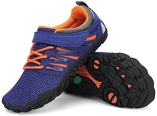 SAGUARO Barfussschuhe Kinder Aquaschuhe Jungen Trainingsschuhe Mädchen Laufschuhe Fitnessschuhe Schnell Trocknend Badeschuhe Blau B Gr.33 von SAGUARO