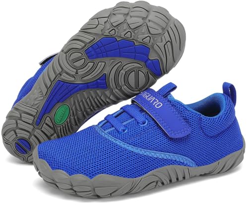 SAGUARO Barfussschuhe Kinder Barfußschuhe Jungen Mädchen Traillaufschuhe Leicht Bequeme Barfuß Laufschuhe rutschfest Atmungsaktiv Zehenschuhe mit Klettverschluss, Blau, 36 EU von SAGUARO