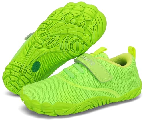 SAGUARO Barfussschuhe Kinder Barfußschuhe Jungen Mädchen Traillaufschuhe Leicht Bequeme Barfuß Laufschuhe rutschfest Atmungsaktiv Zehenschuhe mit Klettverschluss, Grün, 30 EU von SAGUARO