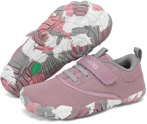 SAGUARO Barfussschuhe Kinder Barfußschuhe Jungen Mädchen Traillaufschuhe Leicht Bequeme Barfuß Laufschuhe rutschfest Atmungsaktiv Zehenschuhe mit Klettverschluss, Mauve-Violett, 25 EU von SAGUARO