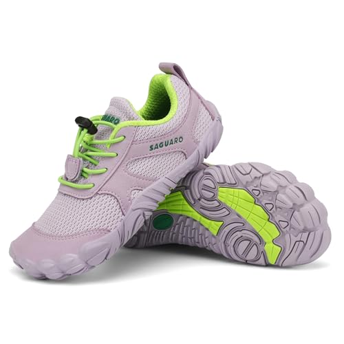 SAGUARO Barfußschuhe Kinder Barfussschuhe Jungen Mädchen Zehenschuhe rutschfest Barfuß Kinderschuhe Outdoor Minimalistische mit Zero-Drop Solhe Sanftes Lavendel,Gr.28 von SAGUARO