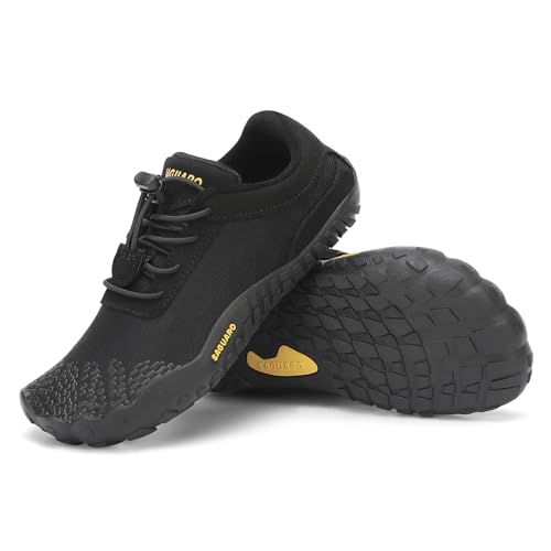 SAGUARO Barfußschuhe Kinder Barfussschuhe Jungen Mädchen Zehenschuhe rutschfest Barfuß Kinderschuhe Outdoor Minimalistische mit Zero-Drop Solhe Sattes Schwarz,Gr.27 von SAGUARO