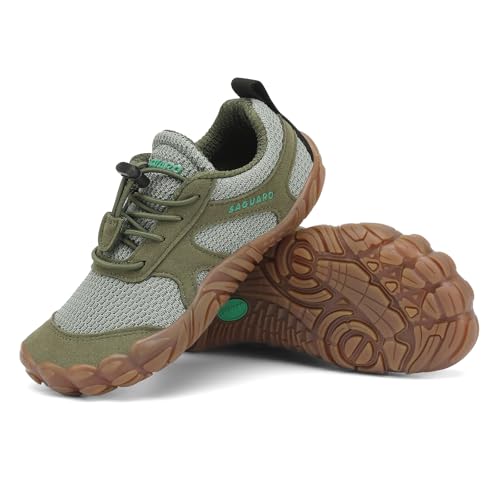 SAGUARO Barfußschuhe Kinder Barfussschuhe Jungen Mädchen Zehenschuhe rutschfest Barfuß Kinderschuhe Outdoor Minimalistische mit Zero-Drop Solhe Spargelgrün,Gr.35 von SAGUARO