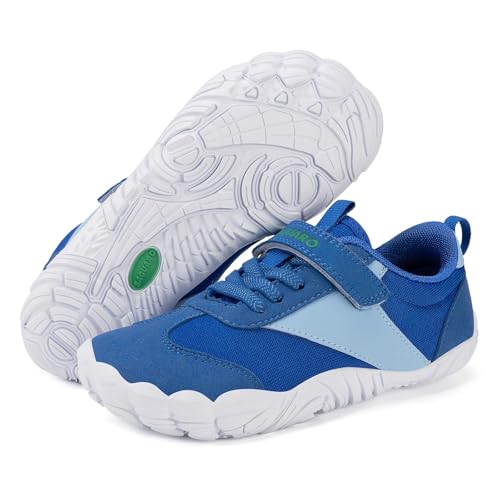 SAGUARO Barfußschuhe Kinder Jungen Barfussschuhe Mädchen Atmungsaktiv Zehenschuhe Leicht Barfuß Sneaker Weich rutschfest Barefoot Shoes, Tief Blau, 25 EU von SAGUARO