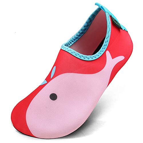 SAGUARO Barfussschuhe Kinder Outdoor Schwimmschuhe Jungen Strand Aquaschuhe Männer Sommer Badeschuhe Weiche Faltbar Wasserschuhe, 20/21 EU, Delphin Rot von SAGUARO