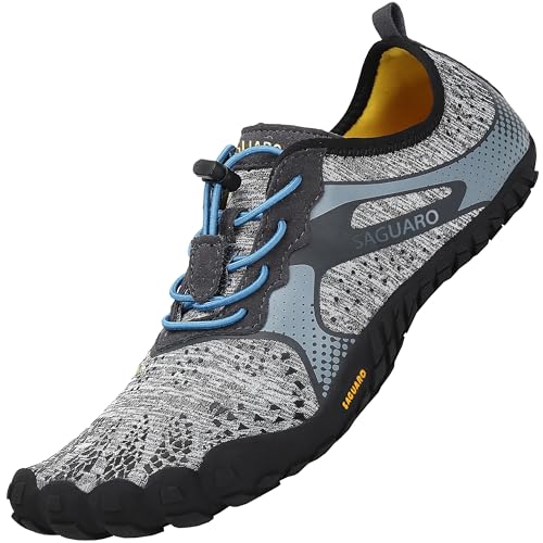 SAGUARO Barfußschuhe Männer Frauen Minimalistische Barfussschuhe Atmungsaktiv Traillaufschuhe rutschfest Wasserschuhe Laufschuhe Strand Yoga Fitnessstudio Schuhe, Grau 40 von SAGUARO