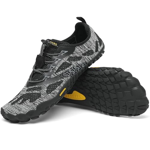 SAGUARO Smart II - Barfußschuhe Herren Barfussschuhe Damen Sommer Zehenschuhe Minimalistische Atmungsaktiv Traillaufschuhe Mit Breiter Zehenbox Stil:1 Schwarz/A,Gr.38 von SAGUARO