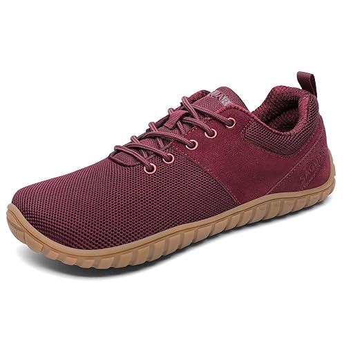 SAGUARO Barfußschuhe Wish Ⅰ- Herren Damen Knit Barfußschuhe - Breite Zehen Barfussschuhe - Outdoor Flexibel Barfuss Schuhe - Leicht Barfuß Zehenschuhe - Minimalistische Mit Zero-Drop Rot, Gr.37 von SAGUARO