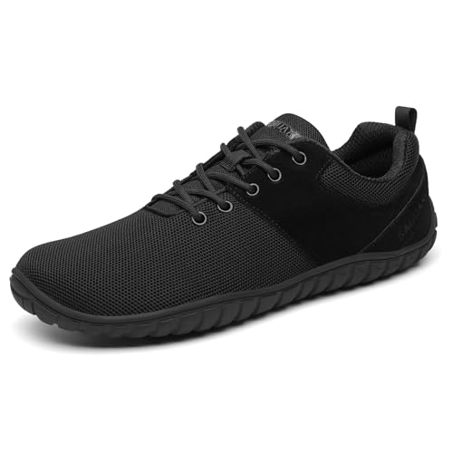 SAGUARO Barfußschuhe Wish Ⅰ- Knit Barfußschuhe Damen Herren Barfussschuhe Zehenschuhe Barfuß Schuhe Wide Toe Box Barefoot Shoes Weit Zehenbox Traillaufschuhe Barfusslaufschuhe Schwarz, Gr.44 von SAGUARO