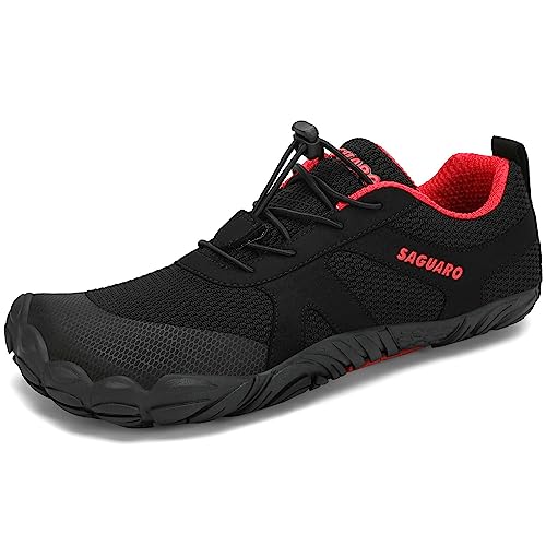 SAGUARO Barfußschuhe Damen Herren Zehenschuhe Traillaufschuhe Weich Bequem Barfussschuhe Fitnessschuhe Männer Frauen Trainingsschuhe für Joggen Laufen Wandern, Ruß Schwarz, 39 von SAGUARO