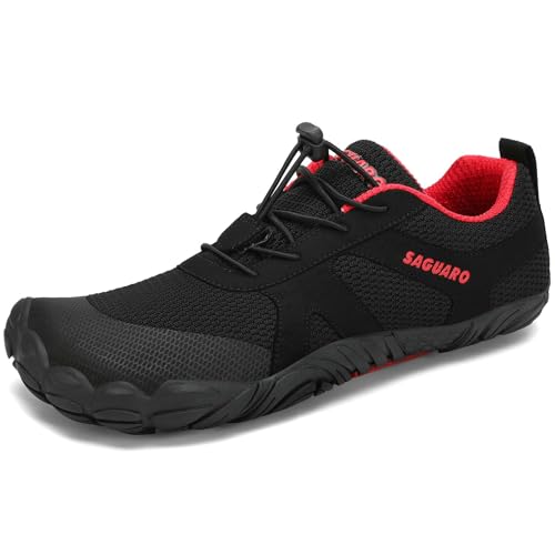 SAGUARO Barfußschuhe Damen Herren Zehenschuhe Traillaufschuhe Weich Bequem Barfussschuhe Fitnessschuhe Männer Frauen Trainingsschuhe für Joggen Laufen Wandern, Ruß Schwarz, 39 EU von SAGUARO