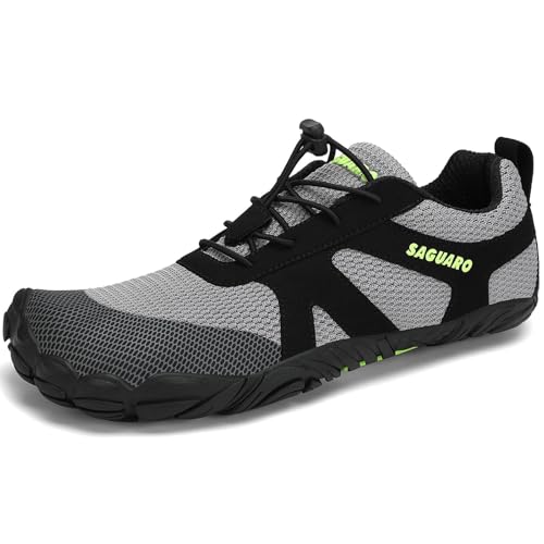 SAGUARO Barfußschuhe Damen Herren Zehenschuhe Traillaufschuhe Weich Bequem Barfussschuhe Fitnessschuhe Männer Frauen Trainingsschuhe für Joggen Laufen Wandern, Wolken Grau, 38 EU von SAGUARO