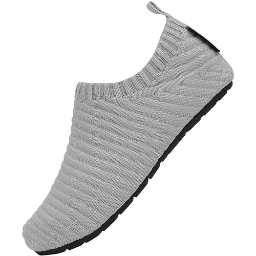 SAGUARO Bequem Mädchen Kinderschuhe Lauflernschuhe Leichte Hausschuhe für Jungen rutschfeste Pantoffeln Kleinkinder Cozy Flache Turnschuhe Kinder Garten Haus, Slipper Grau 20/21 von SAGUARO