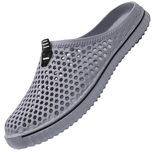 SAGUARO Clogs Atmungsaktiv Mesh Hausschuhe Sommer Gartenschuhe Freizeit Badeschuhe Strand Aqua Slippers Flach Pantoffeln Damen Herren, Gray 39 EU von SAGUARO