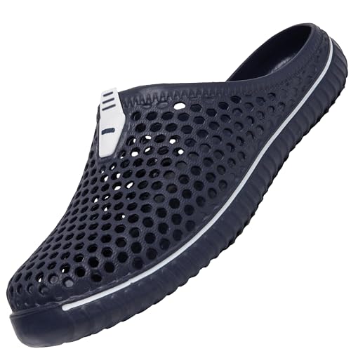 SAGUARO Clogs Atmungsaktiv Mesh Hausschuhe Sommer Gartenschuhe Freizeit Badeschuhe Strand Aqua Slippers Flach Pantoffeln Damen Herren, Navy 41 EU von SAGUARO