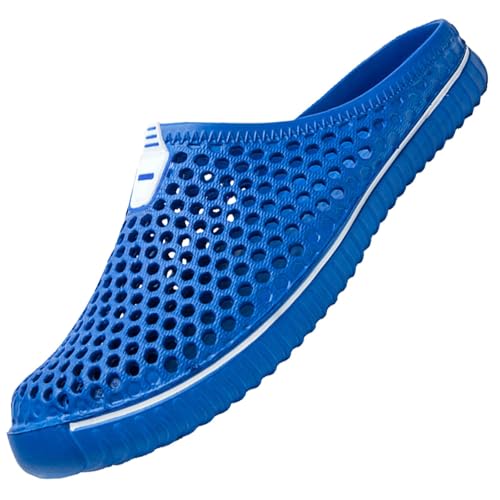 SAGUARO Clogs Atmungsaktiv Mesh Hausschuhe Sommer Gartenschuhe Freizeit Badeschuhe Strand Aqua Slippers Flach Pantoffeln Damen Herren, Navy Blau 42 EU von SAGUARO