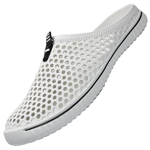 SAGUARO Clogs Atmungsaktiv Mesh Hausschuhe Sommer Slippers Unisex,Weiß,39EU von SAGUARO