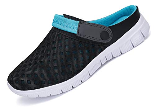 SAGUARO Clogs Hausschuhe Herren Damen Mesh Atmungsaktiv Pantoletten Leicht Freizeit Sommer Sandalen Flach rutschfeste Garten Strand Schuhe für Männer Frauen, Blau, 36 EU von SAGUARO