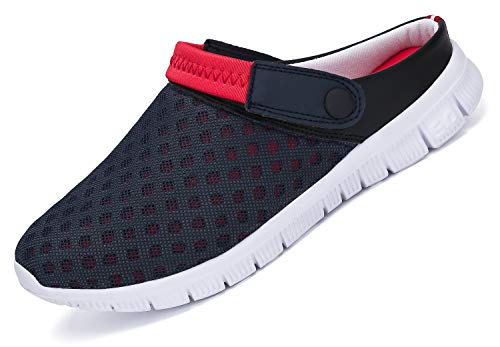 SAGUARO Clogs Hausschuhe Herren Damen Mesh Atmungsaktiv Pantoletten Leicht Freizeit Sommer Sandalen Flach rutschfeste Garten Strand Schuhe für Männer Frauen, Rot, 39 EU von SAGUARO