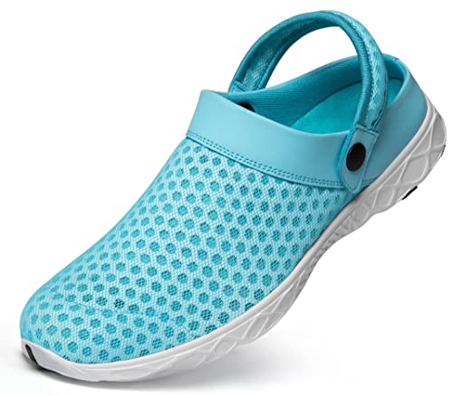 SAGUARO Clogs Hausschuhe Herren Damen Pantoletten Mesh Atmungsaktiv Gartenschuhe Leicht rutschfeste Sommer Strandschuhe, 081 Blau, 37 EU von SAGUARO