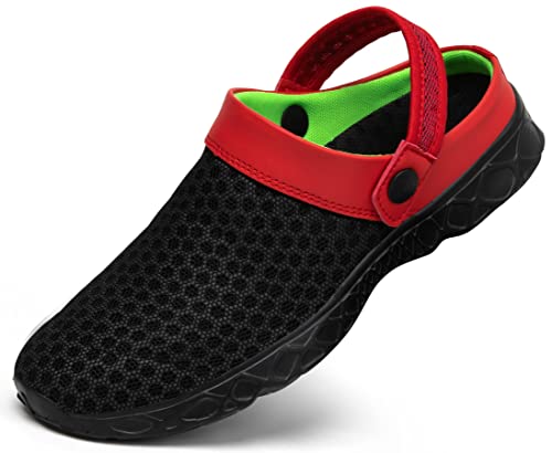 SAGUARO Clogs Hausschuhe Herren Damen Pantoletten Mesh Atmungsaktiv Gartenschuhe Leicht rutschfeste Sommer Strandschuhe, 081 Rot, 37 EU von SAGUARO