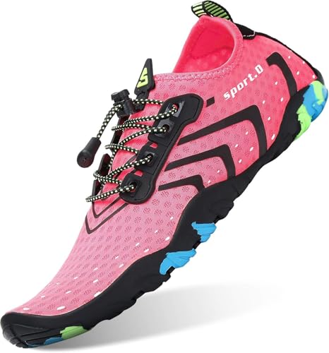 SAGUARO Damen Badeschuhe Frau Wasserschuhe Schnell Trocknend Aquaschuhe Strandschuhe rutschfeste Surfschuhe Schwimmschuhe Pink 37 EU von SAGUARO