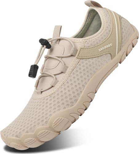 SAGUARO Damen Badeschuhe Herren Wasserschuhe Barfuß Schuhe Sommer Schnell Trocknend Surfschuhe rutschfeste Schwimmschuhe kakifarben 42 EU von SAGUARO