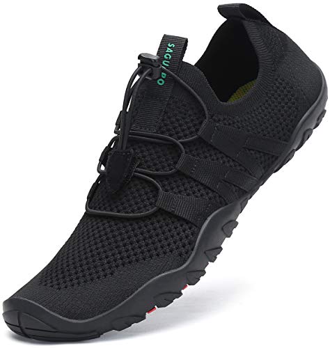 SAGUARO Damen Badeschuhe Herren Wasserschuhe Schnell Trocknend Aquaschuhe Strandschuhe rutschfeste Surfschuhe Schwimmschuhe Dunkelschwarz 39 EU von SAGUARO