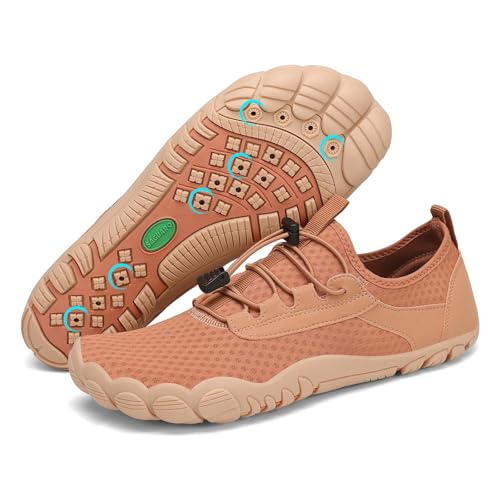 SAGUARO Badeschuhe Damen Herren Barfußschuhe Wasserschuhe Barfuss Schwimmschuhe Gegen Seeigel Aquaschuhe Leicht Strandschuhe rutschfest Barfussschuhe Sport Neoprenschuhe Braun, Gr.37 von SAGUARO
