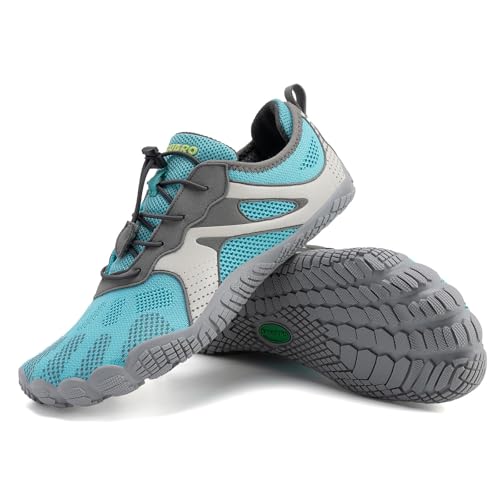 SAGUARO Damen Barfußschuhe Leight Bequem Zehenschuhe Minimalistische Herren Gymnastikschuhe Atmungsaktiv rutschfest Sportschuhe Türkis 39 EU von SAGUARO