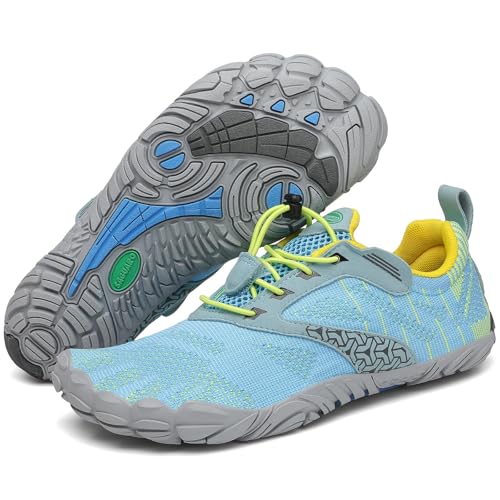 SAGUARO Damen Barfußschuhe Strandschuhe Unisex Wasserschuhe Trainingsschuhe Herren Outdoor & Indoor Atmungsaktiv Surfschuhe rutschfest Badeschuhe Frauen Fahrradschuhe Männer Leicht Türkis 41 EU von SAGUARO
