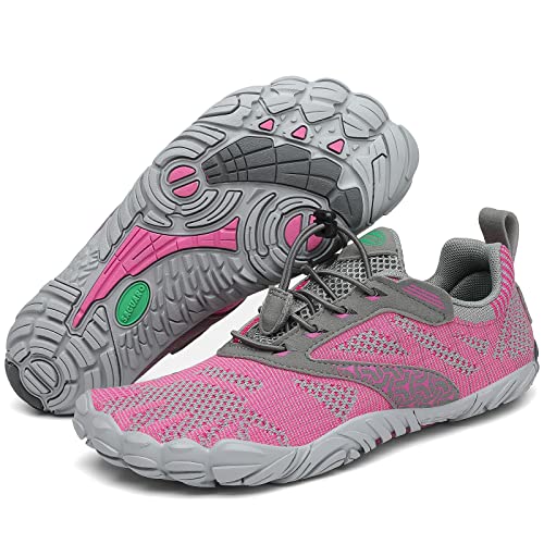 SAGUARO Damen Barfußschuhe Strandschuhe Unisex Wasserschuhe Trainingsschuhe Herren Outdoor & Indoor Atmungsaktiv Surfschuhe rutschfest Badeschuhe Frauen Fahrradschuhe Männer Leicht Pink 39 EU von SAGUARO