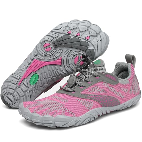 SAGUARO Damen Barfußschuhe Strandschuhe Unisex Wasserschuhe Trainingsschuhe Herren Outdoor & Indoor Atmungsaktiv Surfschuhe rutschfest Badeschuhe Frauen Fahrradschuhe Männer Leicht Pink 39 EU von SAGUARO