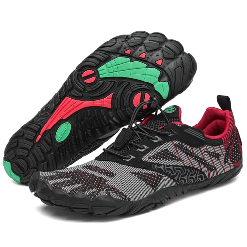 SAGUARO Damen Barfußschuhe Strandschuhe Unisex Wasserschuhe Trainingsschuhe Herren Outdoor & Indoor Atmungsaktiv Surfschuhe rutschfest Badeschuhe Frauen Fahrradschuhe Männer Leicht Schwarzgrau 39 EU von SAGUARO