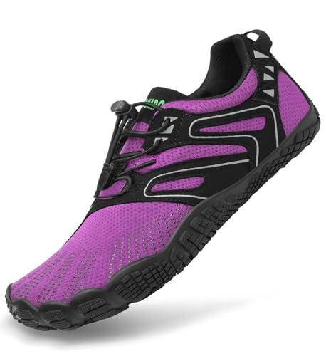 SAGUARO Barfuss Schuhe Damen Barfußschuhe Herren Zehenschuhe rutschfest Atmungsaktive Barefoot Shoes Indoor & Outdoor Barfussschuhe mit Breiter Zehenbox & Zero Drop Solhe, Violett, 39 EU von SAGUARO
