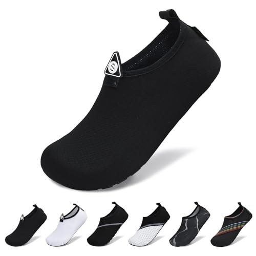 SAGUARO Damen Herren Badeschuhe Wasserschuhe Schnell Trocknend Breathable Schwimmschuhe Leicht rutschfest Strandschuhe Männer Frauen Barfußschuhe für Strand Pool Meer(Jade Schwarz,36/37 EU) von SAGUARO