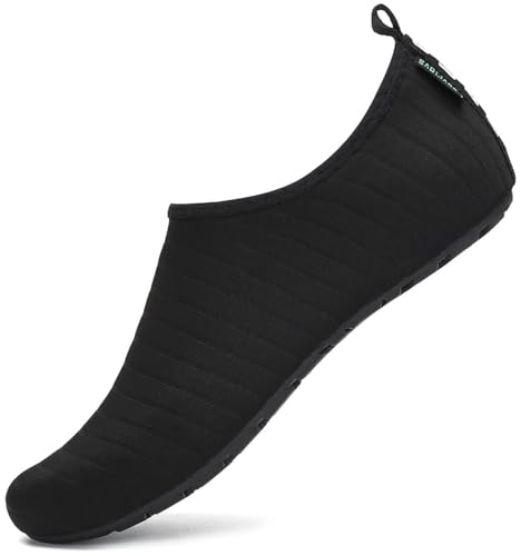 SAGUARO Damen Herren Badeschuhe Wasserschuhe Schnell Trocknend Breathable Schwimmschuhe Leicht rutschfest Strandschuhe Männer Frauen Barfußschuhe für Strand Pool Meer(Schwarz,42/43 EU) von SAGUARO