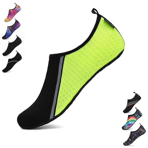 SAGUARO Damen Herren Badeschuhe Wasserschuhe Schwimmschuhe Männer Frauen Barfußschuhe für Strand,Pool,Meer,Wassersport,Tauchen,Surfen,Aqua Cycling,Kajakfahren,Windsurfen(031 Grün,46/47 EU) von SAGUARO