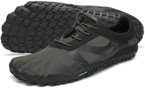 SAGUARO Barfußschuhe Herren Damen Traillaufschuhe Outdoor & Indoor Training Fitnessschuhe Wander Wald Strand Straße Laufschuhe Walkingschuhe Schnell Trocknend Badeschuhe, Essiggurke Grün, 42 EU von SAGUARO