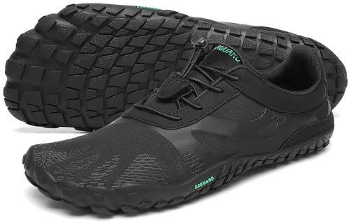 SAGUARO Barfußschuhe Herren Damen Traillaufschuhe Outdoor & Indoor Training Fitnessschuhe Wander Wald Strand Straße Laufschuhe Walkingschuhe Schnell Trocknend Badeschuhe, Öl Schwarz, 36 EU von SAGUARO