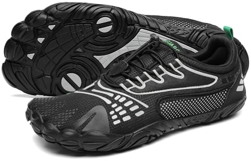 SAGUARO Barfußschuhe Herren Damen Traillaufschuhe Outdoor & Indoor Training Fitnessschuhe Wander Wald Strand Straße Laufschuhe Walkingschuhe Schnell Trocknend Badeschuhe, Tinte Schwarz, 40 EU von SAGUARO
